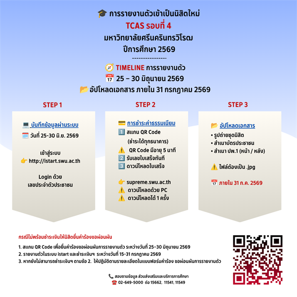 กำหนดรายงานตัว TCAS รอบที่ 4